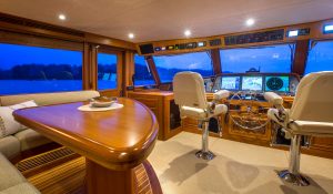 Helm area of luxury yacht